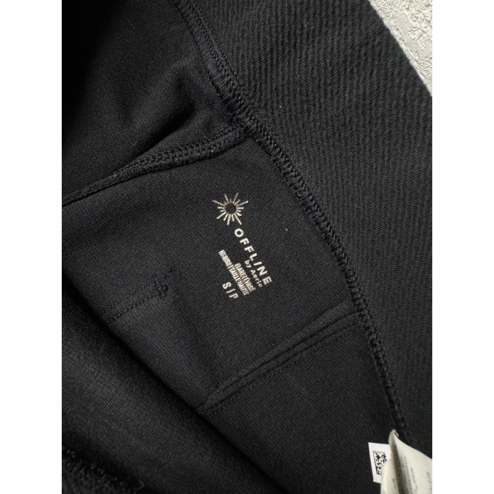 OFFLINE by Aerie Womens Black Textured Pique High Rise Flare Leggings Small - Picture 3 of 8